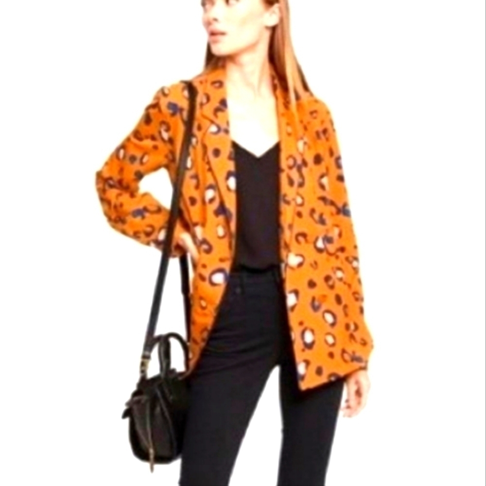 3.1 Phillip Lim X Target Orange Blazer Animal Leopard Print Long Sleeve Sz XS